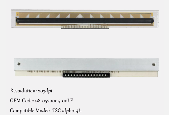 New TSC Alpha 4L 203 Dpi 98-0520004-00LF Printhead For TSC Alpha 4L Thermal Label Printer